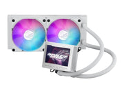 ASUS ROG Ryujin III 240 ARGB WHT all-in-one liquid CPU cooler with 240mm radiator. Asetek 8th gen pump, 2x magnetic 120mm ARGB fans (Daisy Chain design), 3.5 LCD display.