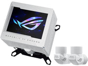 ASUS ROG RYUJIN III WB WHT CPU Water Block - Intel LGA 1700, 1200, 115X - AMD Socket AM4, AM5 - Asetek Copper Cold Plate - White - 178 Micro-Cooling Fins - 3.5 Inch Full Color LCD Display - Embedded VRM Fan - ROG Fittings, 3 Year Warranty
