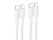 BELKIN CAB025FQ2MWH2PK USB-C to USB-C Braided Cable 240W, 6.6ft/2m, White, 2-pack